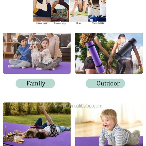 Premium TPE Yoga Mat 72" x 24" 6mm Thick Non Slip Durable Eco Friendly mat - Picture 5 of 7